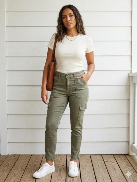 Lilac Sunset Denim - Women's Olive Cargo Skinny Jeans